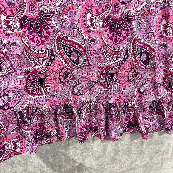 Michael Kors Pink Dress M Paisley Flutter Hem Sleeveless Stretchy Shift Sundress - Picture 2 of 11